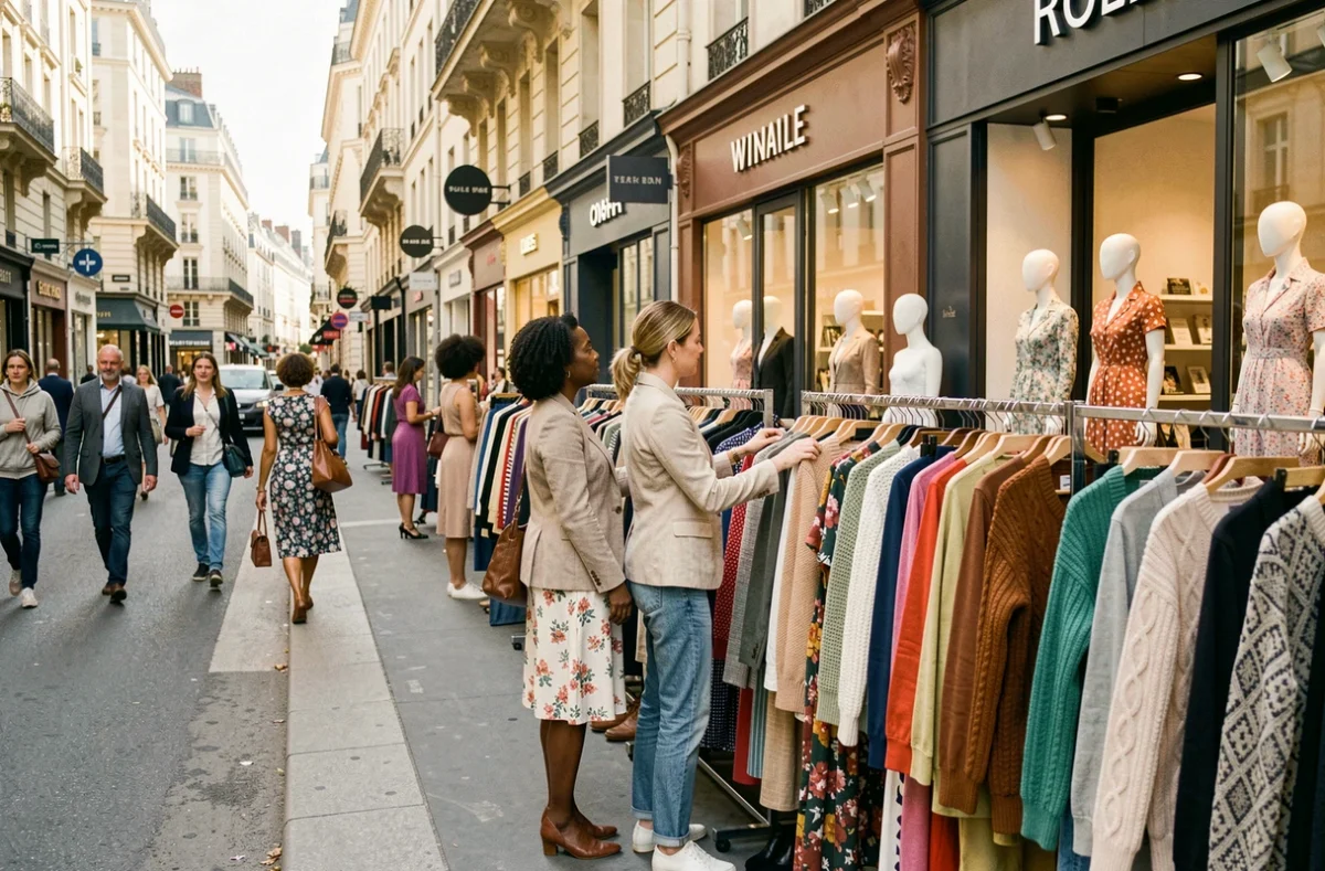 Femmes faisant du shopping dans des boutiques de prêt-à-porter féminin en Seine-Saint-Denis