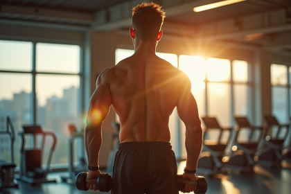 Jeune homme faisant du sport dans une salle lumineuse