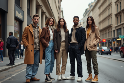 Groupe de jeunes adultes en mode tendance 2025 en ville