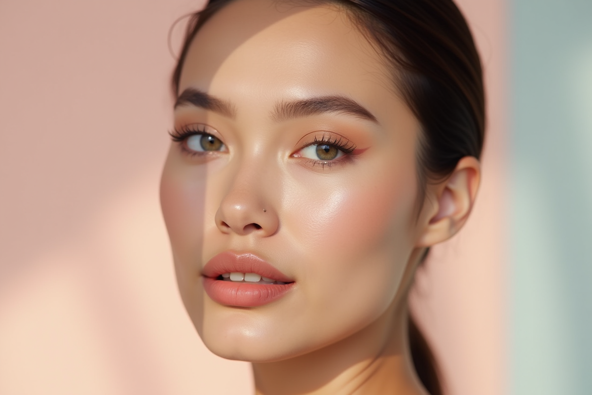 Portrait d une femme avec maquillage subtil mettant en valeur ses traits